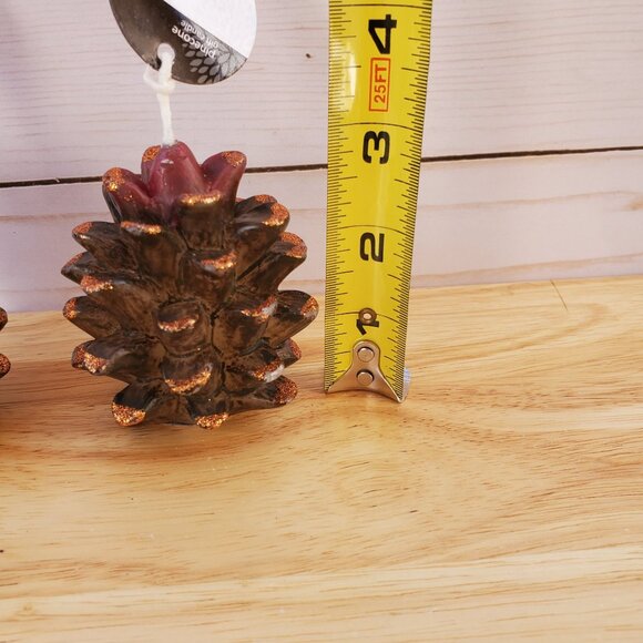 Decorative Debi Lilly Design Pinecone Candles W/ Glitter Set Of 2  3" Tall - Picture 4 of 12